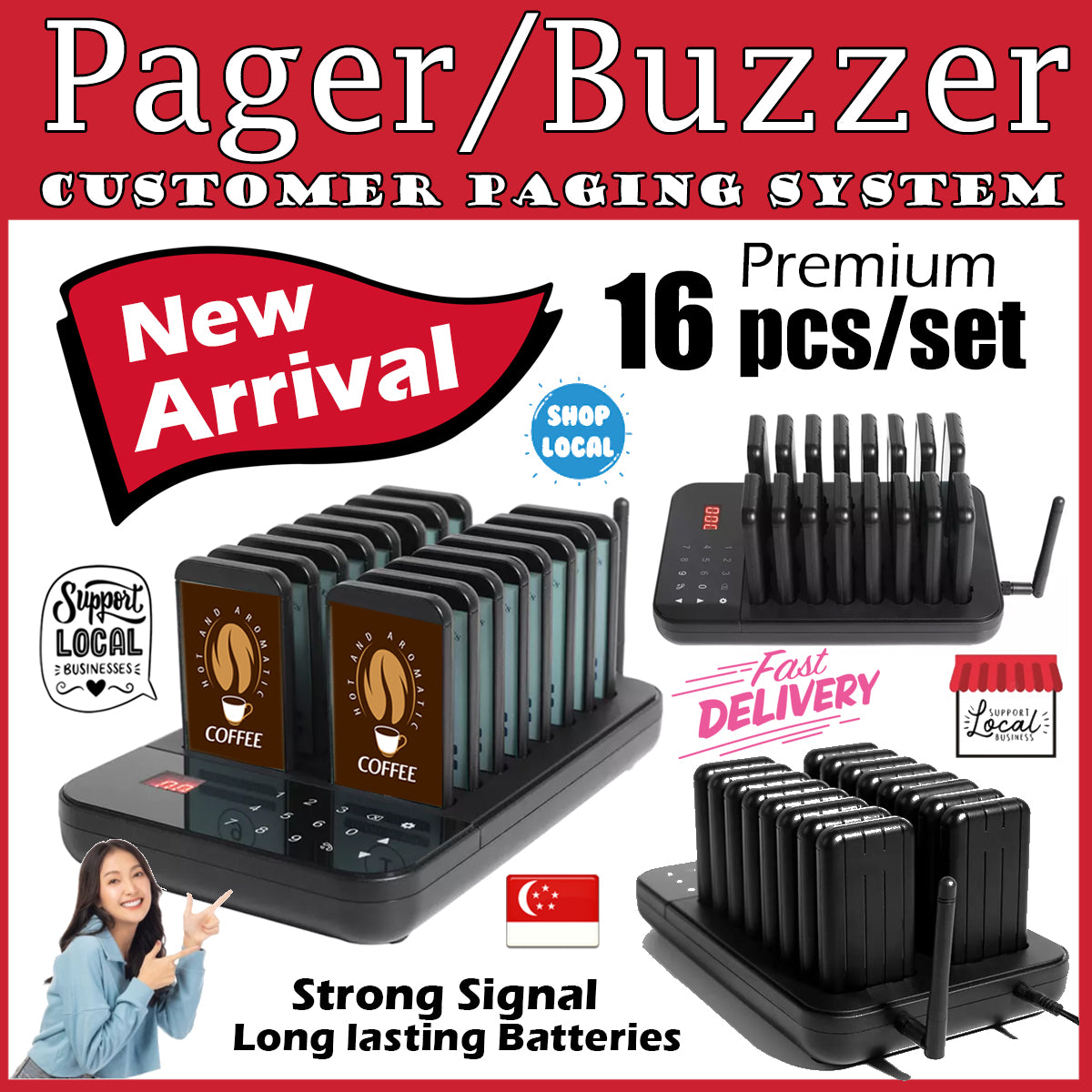 16pcs premium buzzer pager set wireless paging system