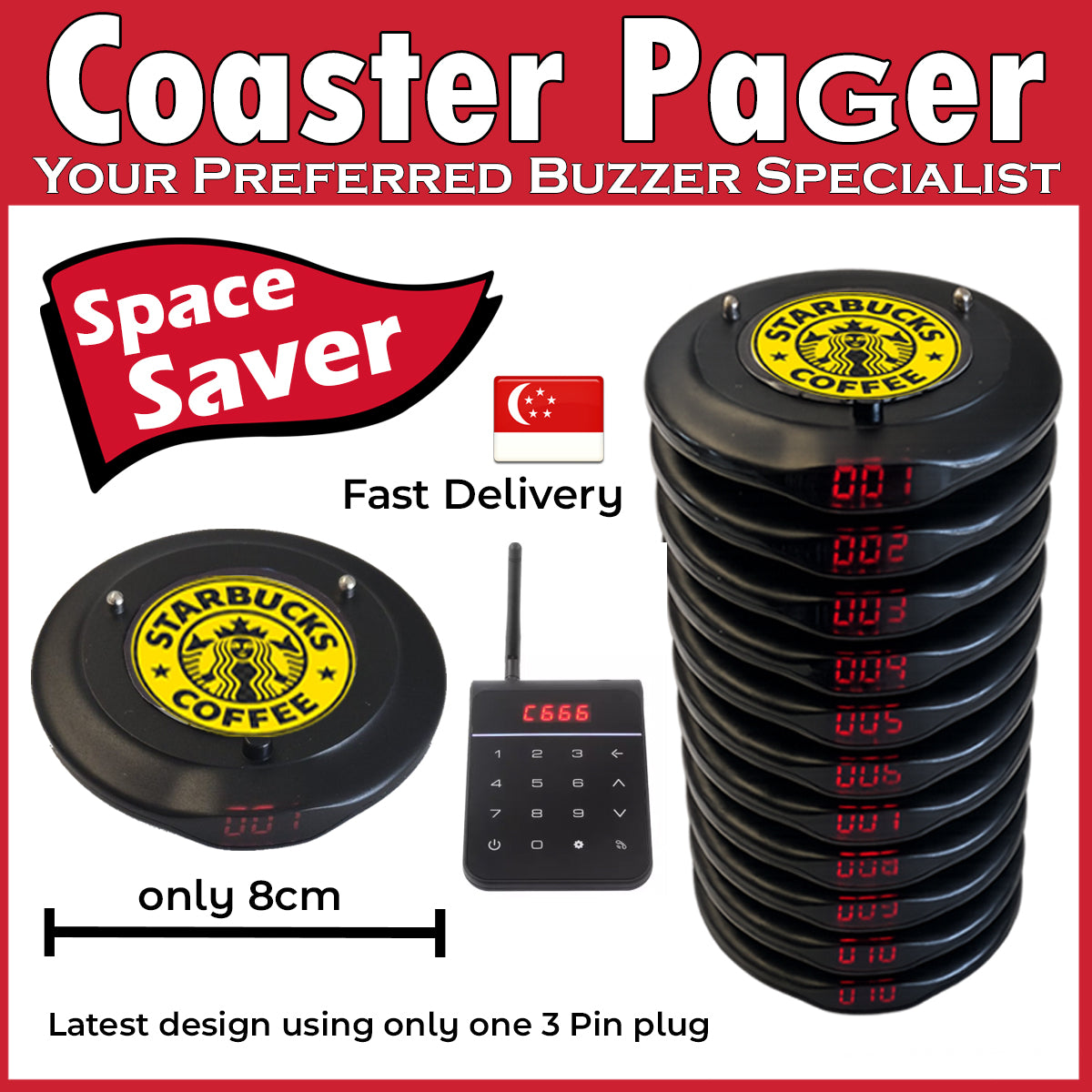 20pcs round coaster pager small size buzzer food court
