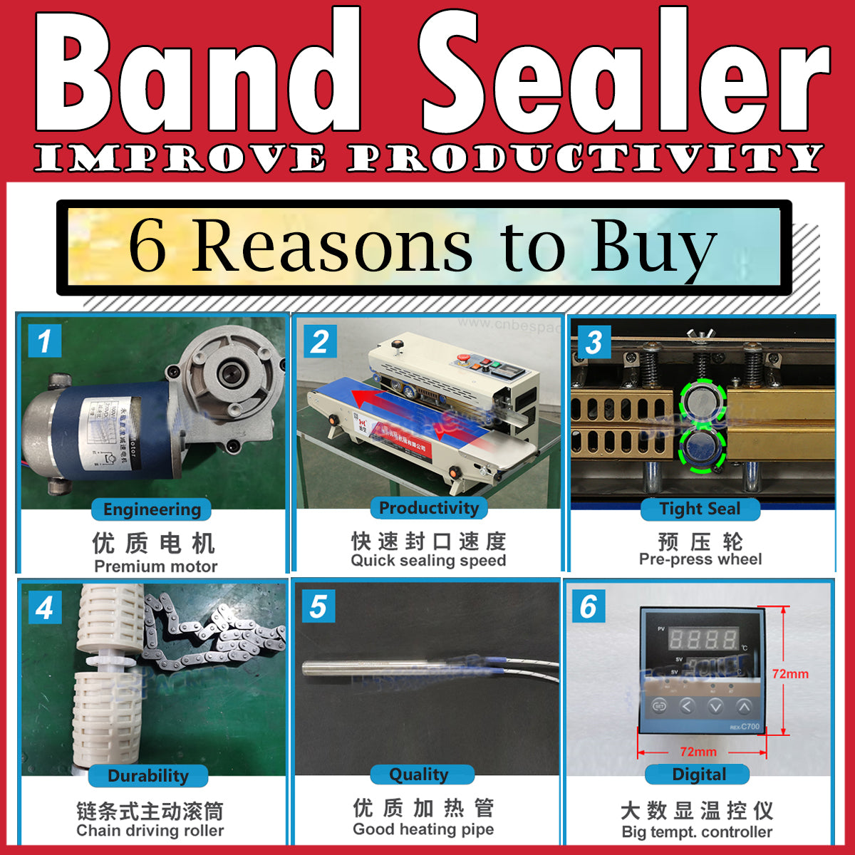 Band Sealer - Stainless Steel Horizontal Continuous Bag Band Sealing Machine