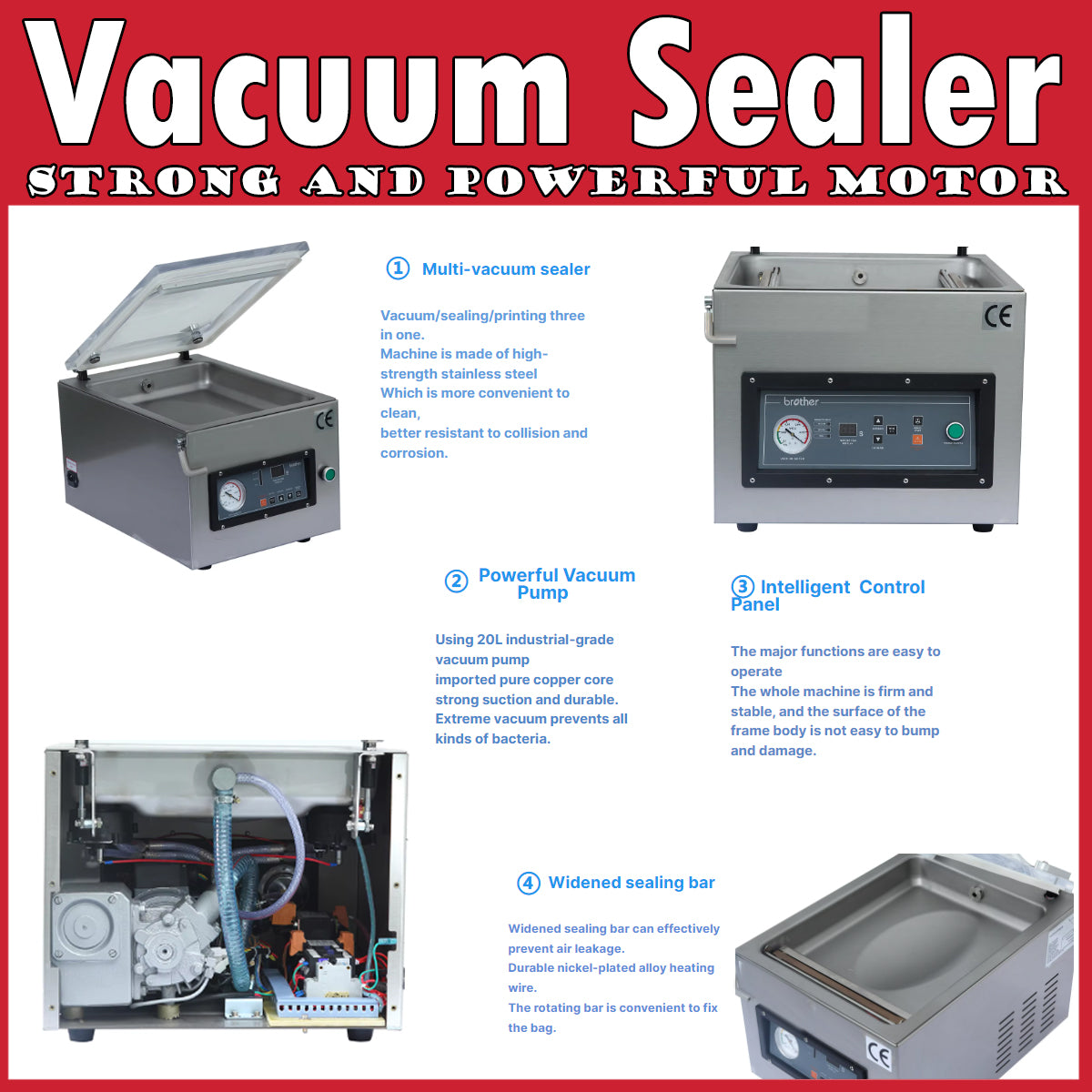 Commercial grade Powerful Chamber Vacuum Sealer | Tabletop Vacuum Pack Machine