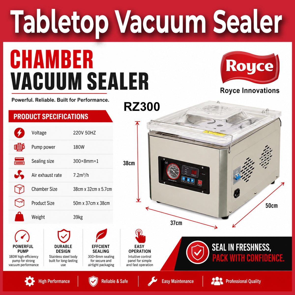 Commercial grade Powerful Chamber Vacuum Sealer | Tabletop Vacuum Pack Machine
