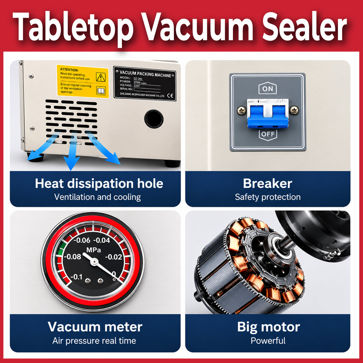 Commercial grade Powerful Chamber Vacuum Sealer | Tabletop Vacuum Pack Machine