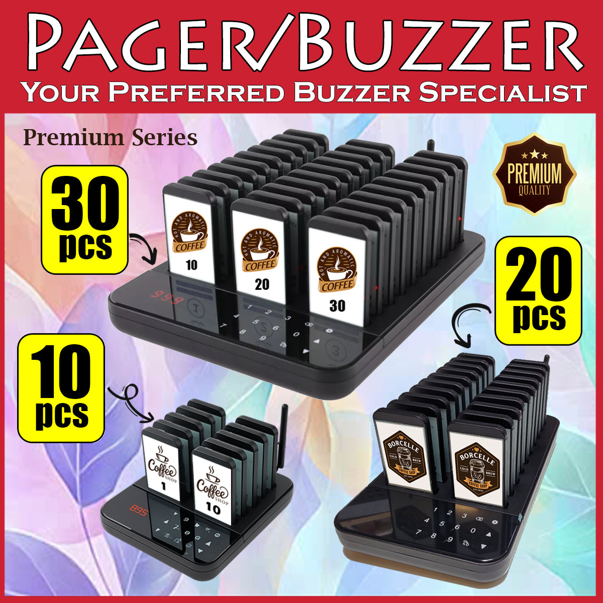 10pcs premium buzzer pager set wireless paging system Food Queueing System