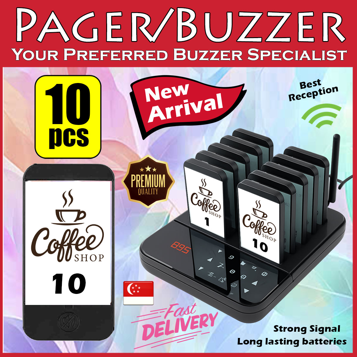 10pcs premium buzzer pager set wireless paging system Food Queueing System