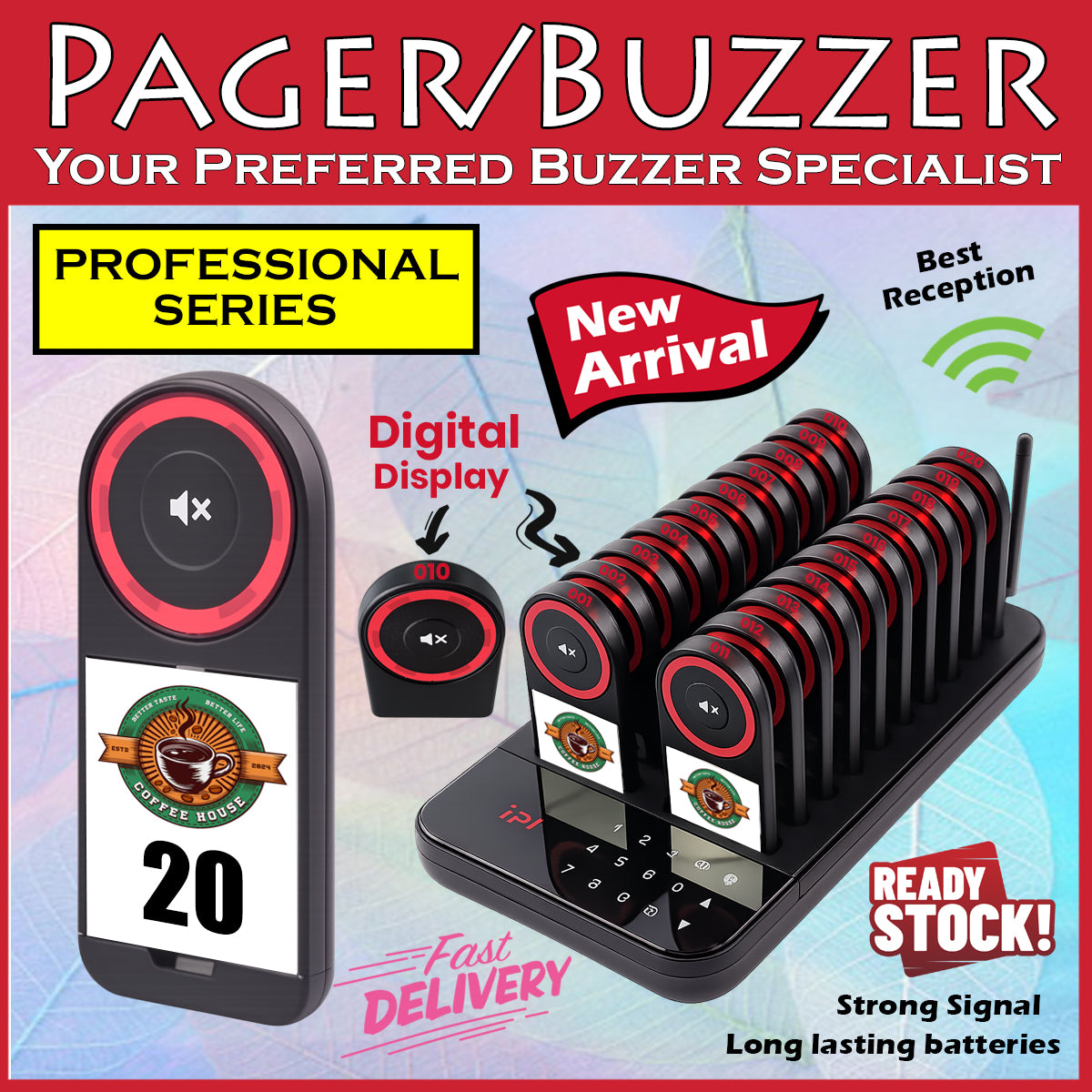 Royce Professional Series Pager Buzzer Beeper Queue System Hawker center Restaurant Cafe