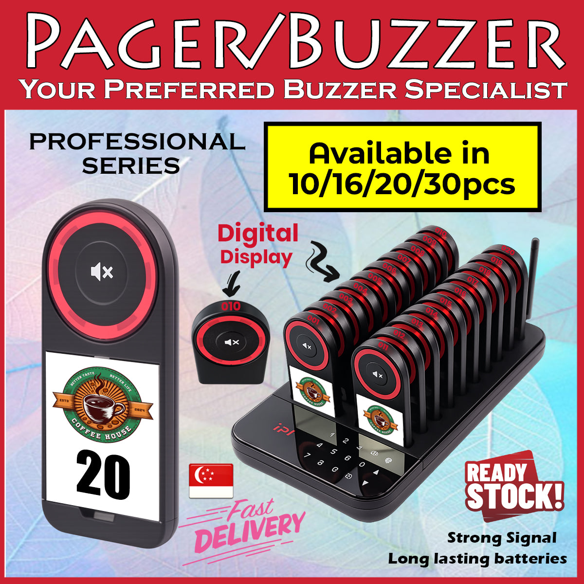 Royce Professional Series Pager Buzzer Beeper Queue System Hawker center Restaurant Cafe