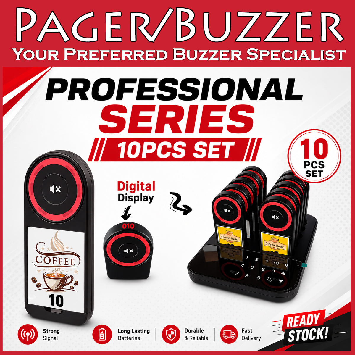 Royce Professional Series Pager Buzzer Beeper Queue System Hawker center Restaurant Cafe