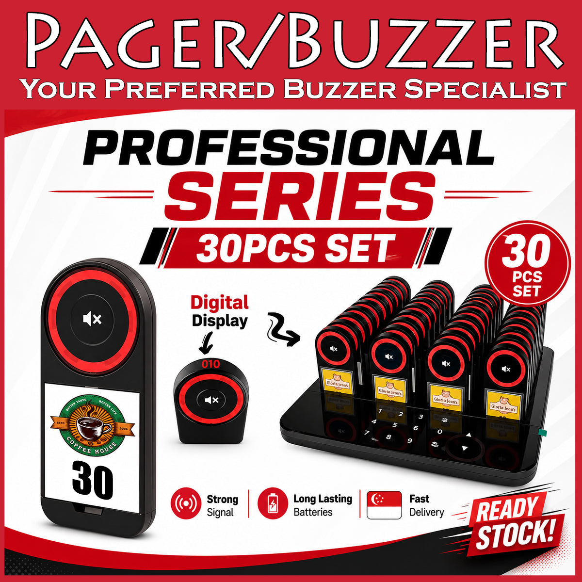 Royce Professional Series Pager Buzzer Beeper Queue System Hawker center Restaurant Cafe
