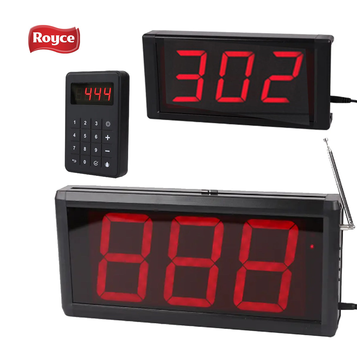 Caller Display Unit Bubble Tea Wireless Queue Management System 3 Digit Digital Call Displ ...