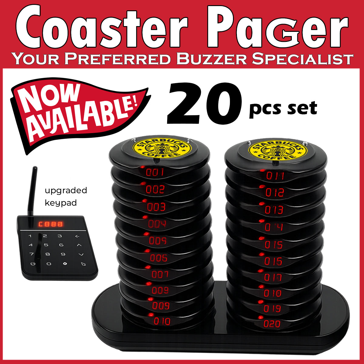 20pcs round coaster pager small size buzzer food court