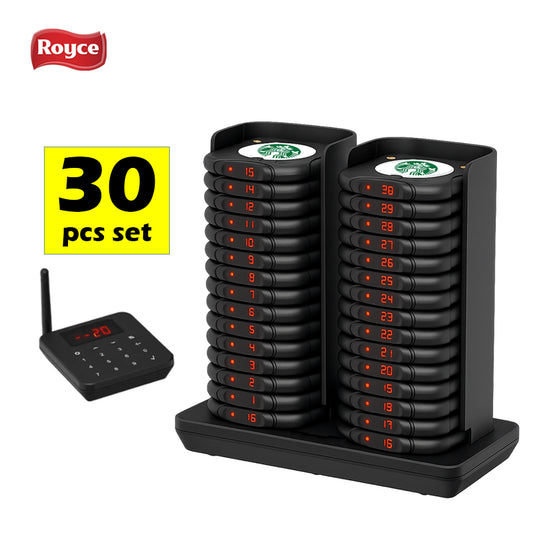 Royce latest design Anti-Slip 30pcs pagers buzzers beepers food cafe hawker Queue system