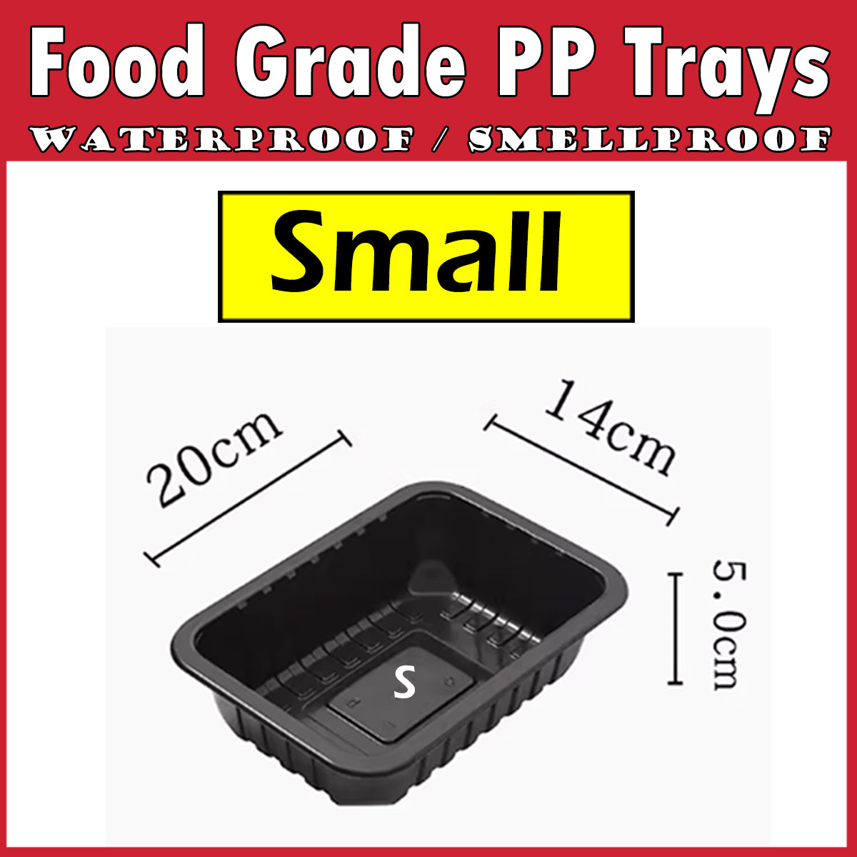 Black PP trays for Tray Sealers 20x14cm Durians Tray Singapore