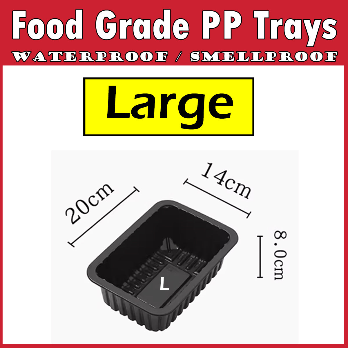 Black PP trays for Tray Sealers 20x14cm Durians Tray Singapore