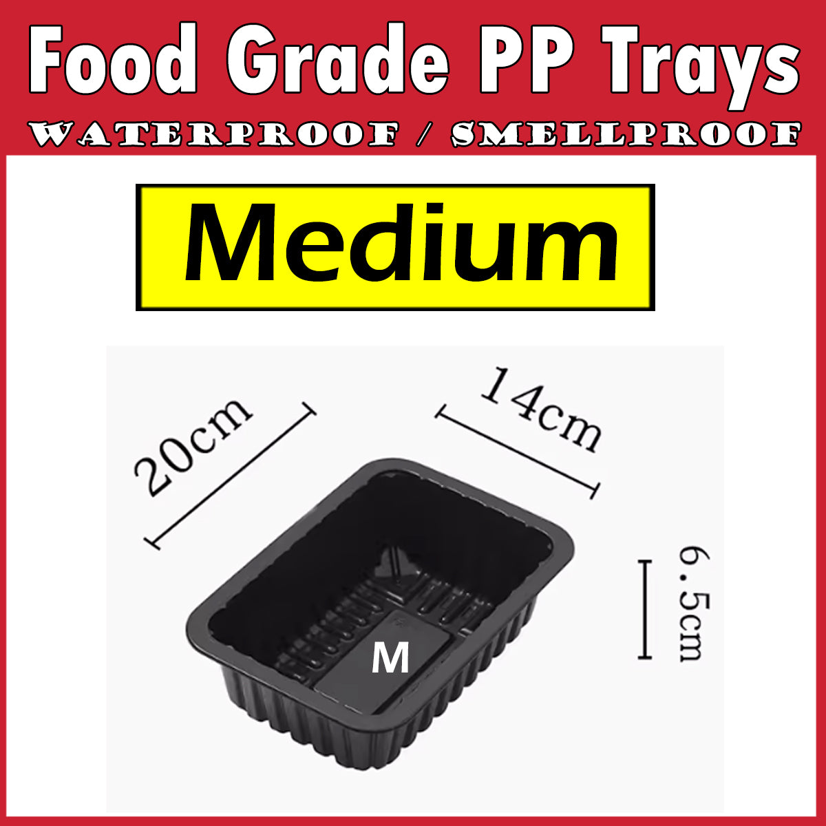 Black PP trays for Tray Sealers 20x14cm Durians Tray Singapore