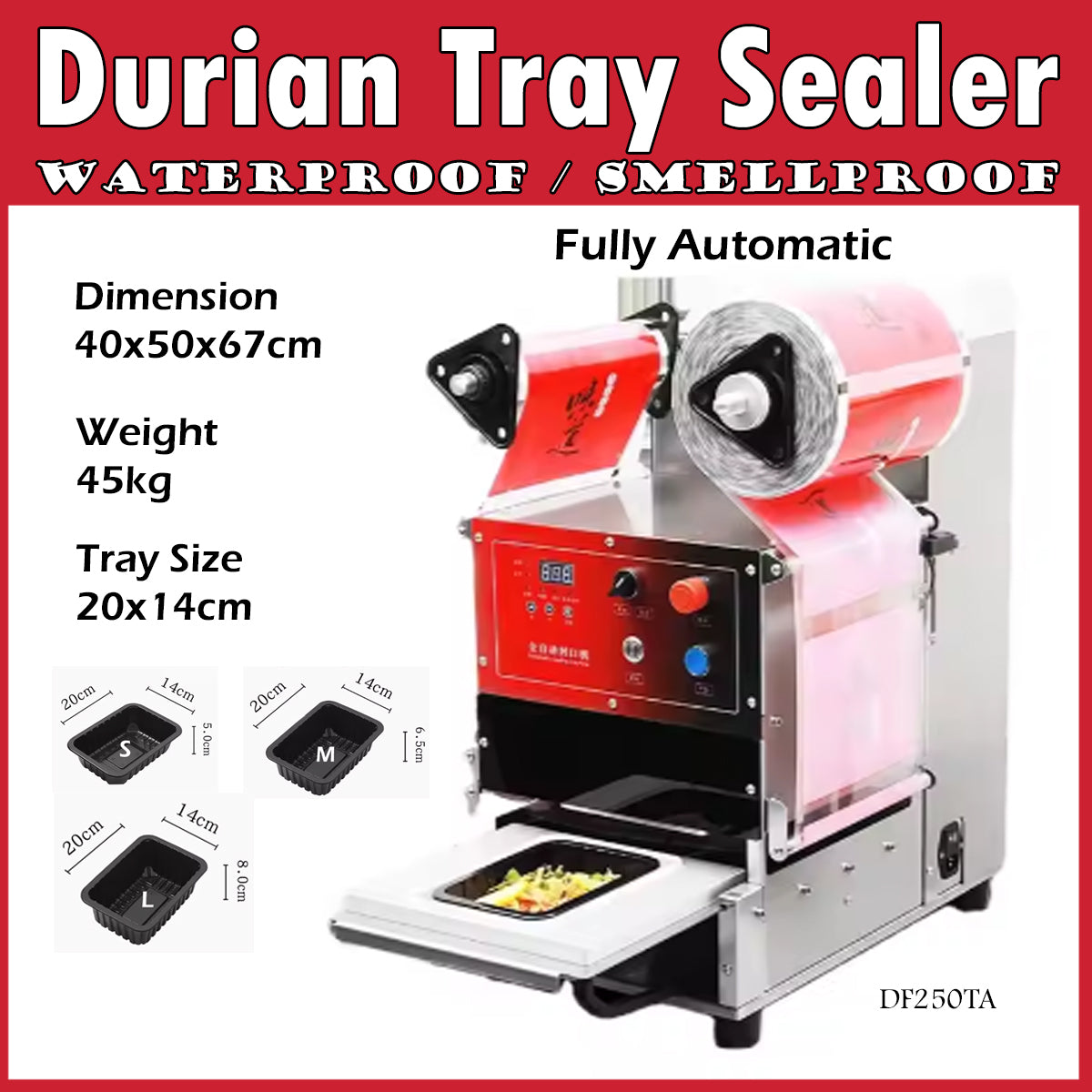 Fully Automatic Durian Tray Sealer Film Sealing Machine Top Sealing Machine