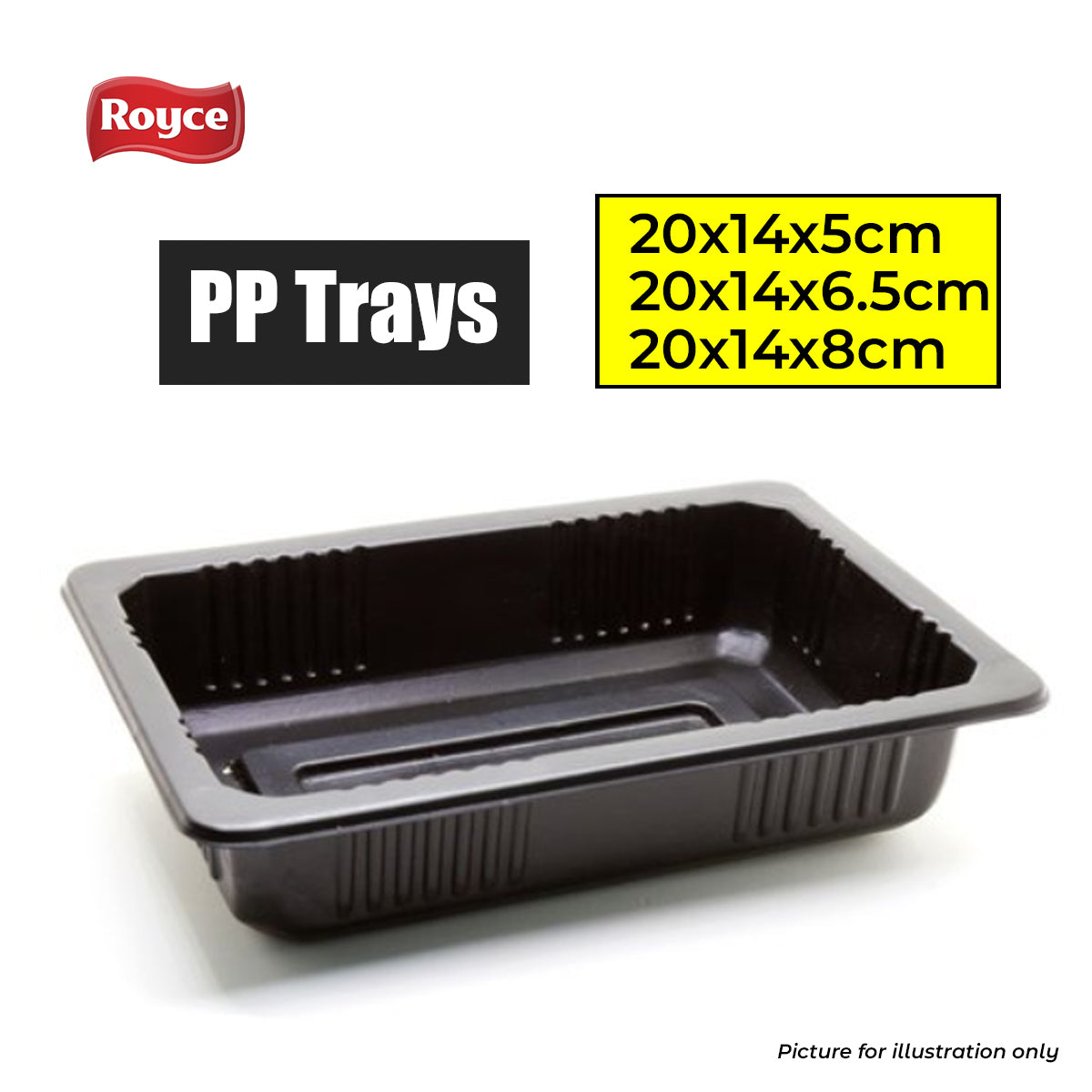 Black PP trays for Tray Sealers 20x14cm Durians Tray Singapore