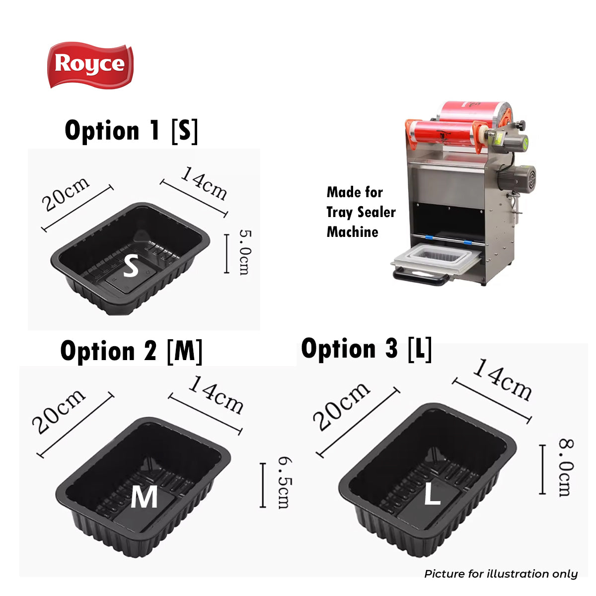 Black PP trays for Tray Sealers 20x14cm Durians Tray Singapore