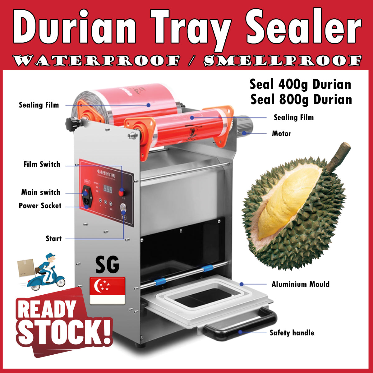Royce Tray Sealer Durian Sealing Machine Top Seal Lunch Box Food Tray Container Sealer