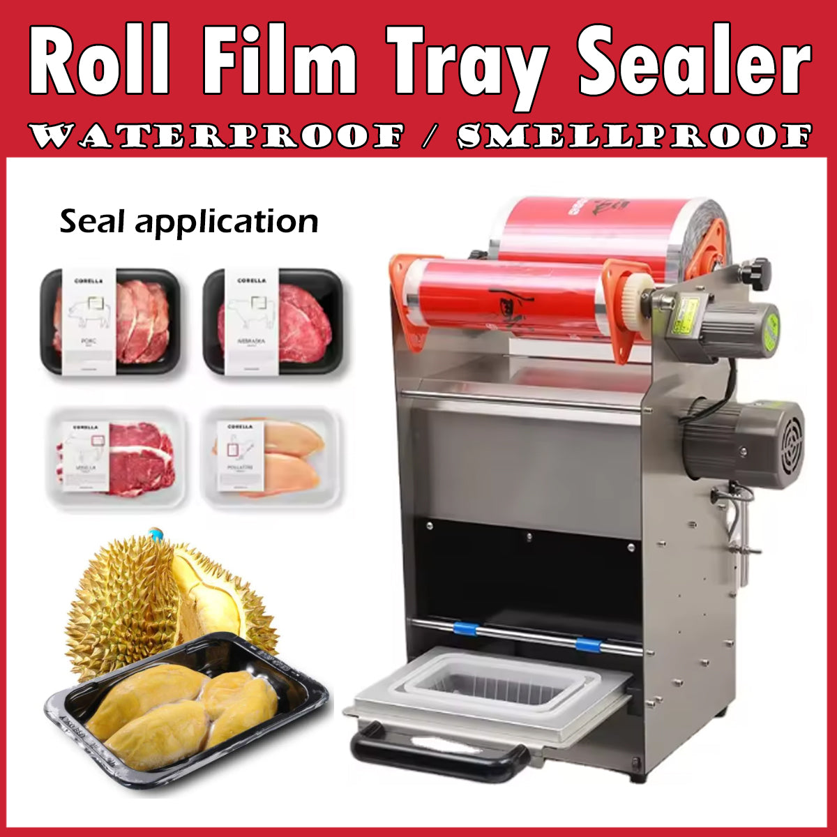 Royce Tray Sealer Durian Sealing Machine Top Seal Lunch Box Food Tray Container Sealer