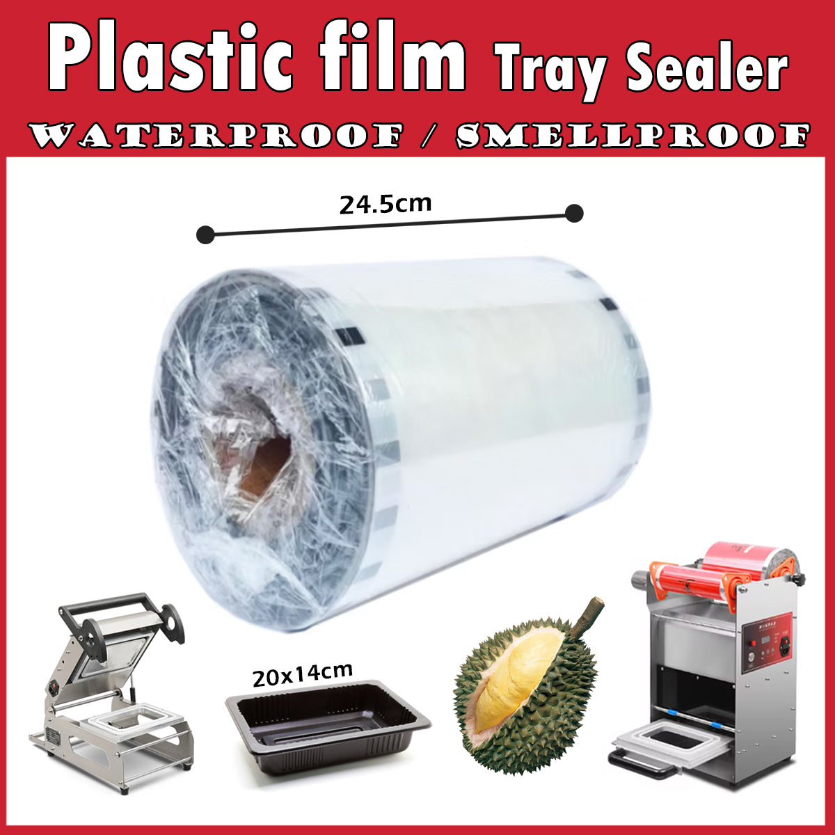 Plastic Film for Top Seal Tray Sealer Durian Tray 245mm