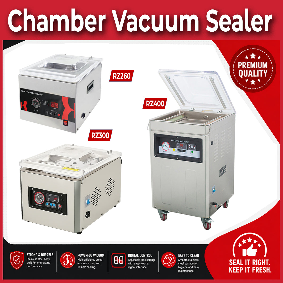 Commercial grade Powerful Chamber Vacuum Sealer | 3 options
