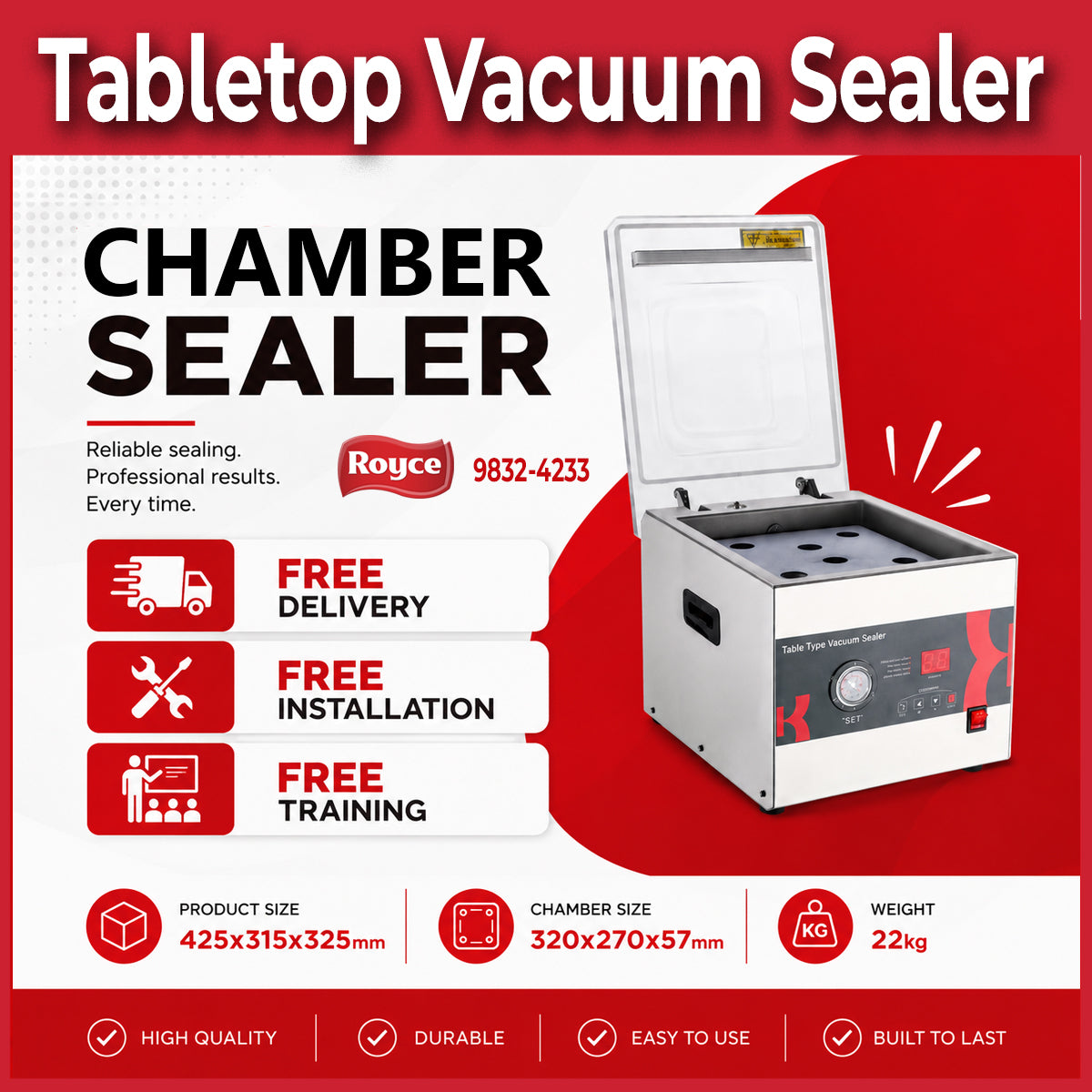 Chamber Vacuum Sealer - tabletop compact food kitchen vacuum sealer