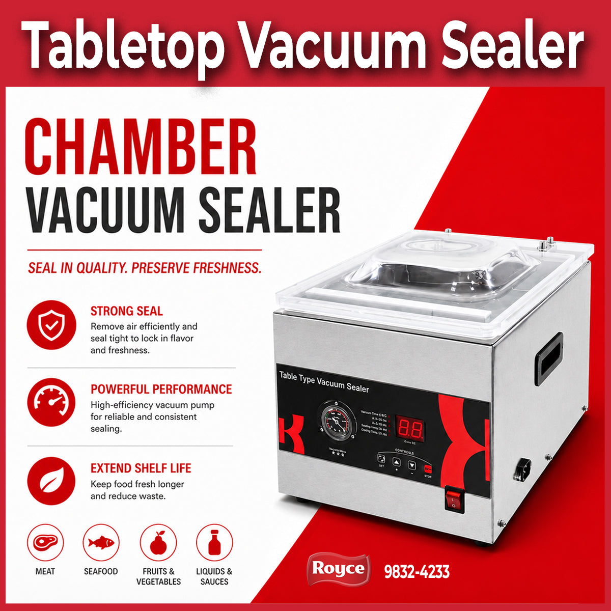 Chamber Vacuum Sealer - tabletop compact food kitchen vacuum sealer